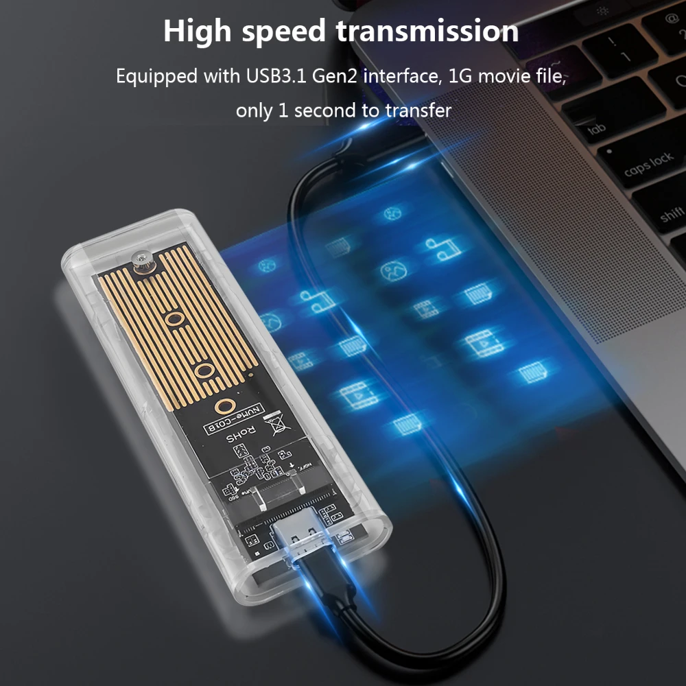 TISHRIC SSD NVME M2 케이스 NGFF 인클로저 M.2 듀얼 프로토콜-USB3.1 유형 C 하드 드라이브 인클로저 2230/2242/2260/2280용 10Gbps