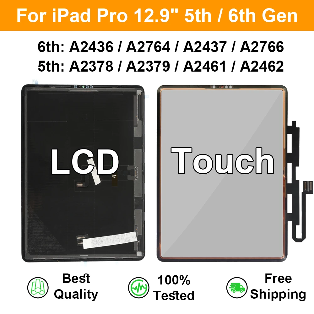 

NEW For iPad Pro 12.9 inch 5th 6th Gen 2021 2022 Year LCD Display And Touch Panel Front Glass Digitizer Assembly Replacement