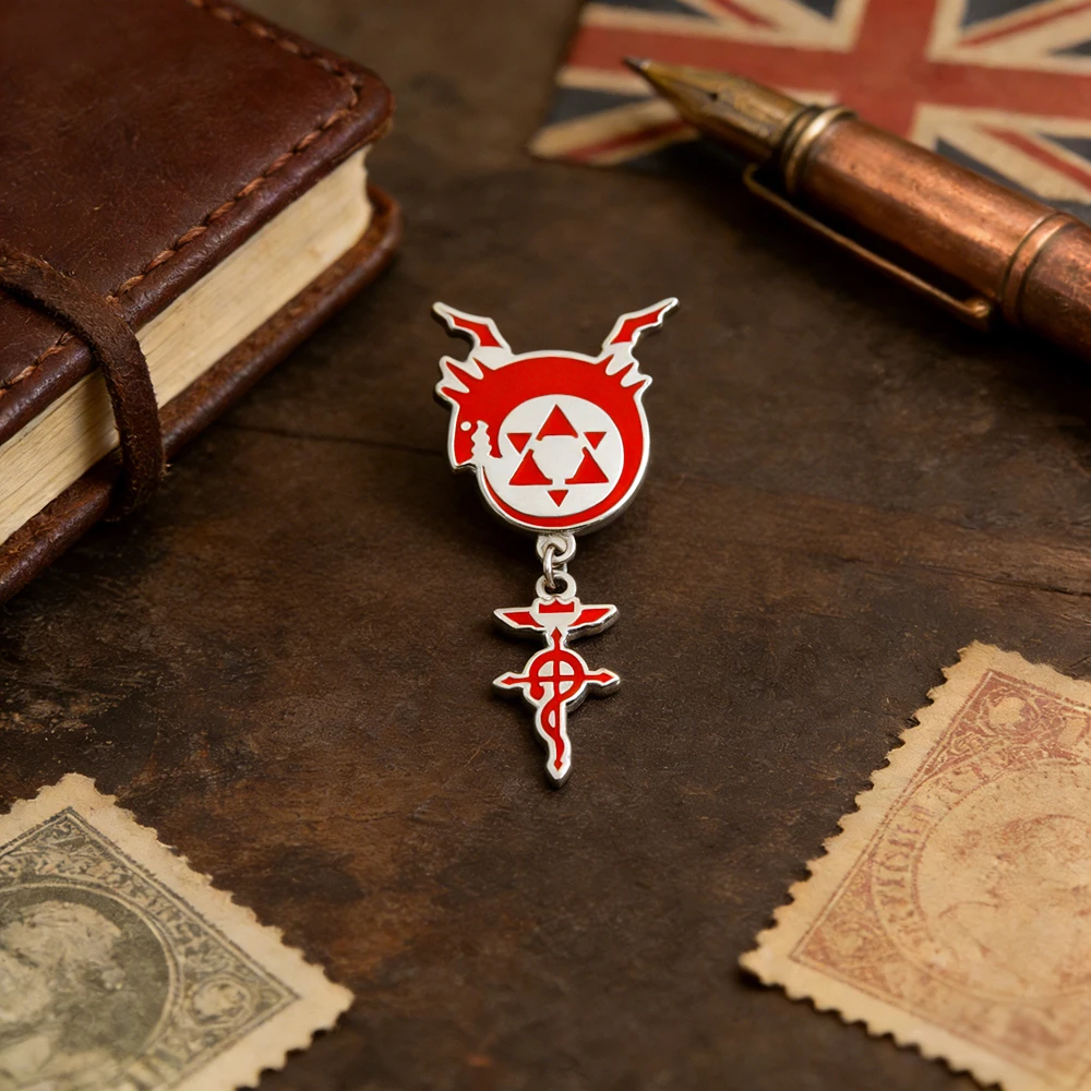 Fullmetal Alchemist Flamel Emaille-Anstecknadel Homonculus Logo Anhänger Brosche Eternal Cycle Abzeichen Abenteuer Fantasy Manga Anime Süßes Geschenk – Detail 3