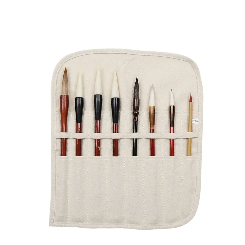 아티스트 브러시 롤 가방 캔버스 16 슬롯 페인트 보관 주머니 아크릴 오일 수채화 구 아슈 서예 펜 여행 주최자