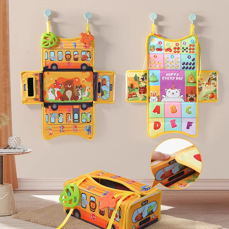 

Foldable Magic Tissue Box Baby Toys Activity Educational Montessori Toy for Babies 6-12 Months Infant Baby Car Seat Sensory Toys