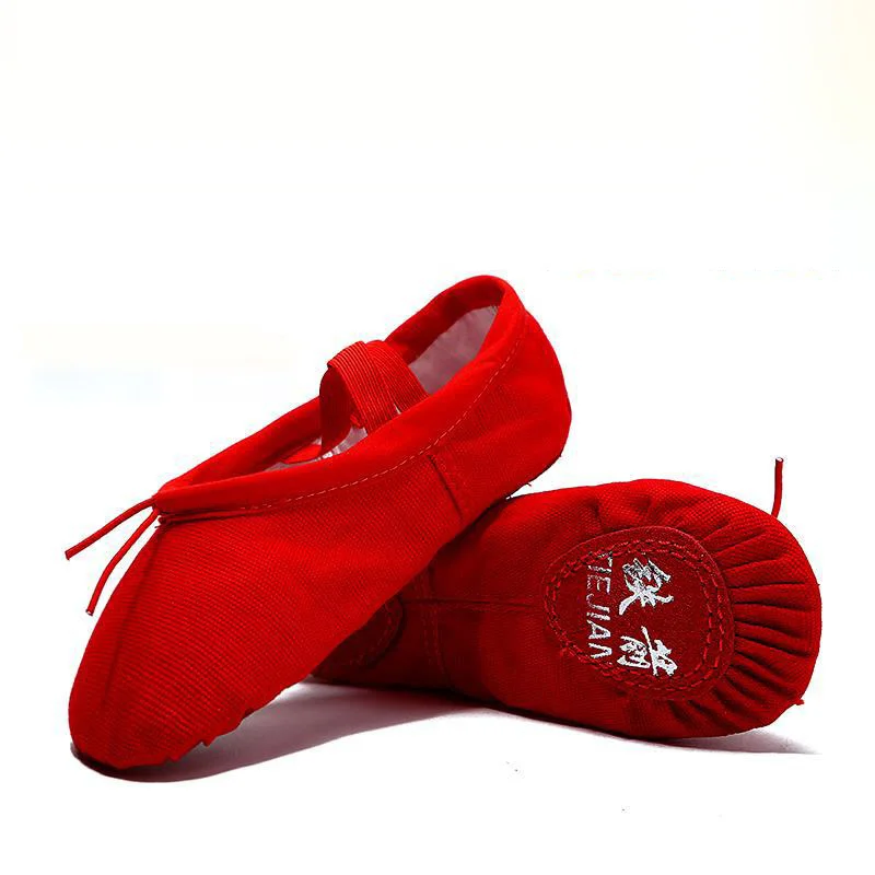 

Winter Thickening High Quality Cheap Kids Girls Soft Canvas Split Sole Lace-up Free Stretch Ballet Dance Shoes