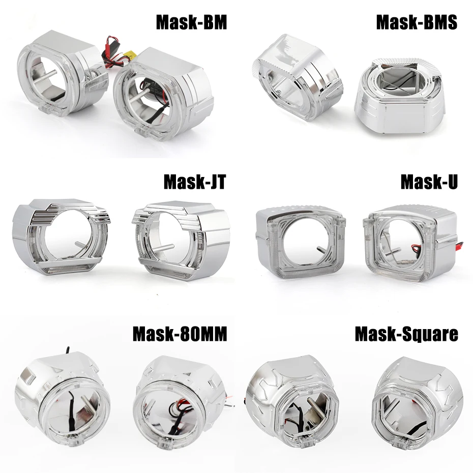 RONAN2PCS25inchLEDAngelEyesDRLTurnSignalSliverMasksShrods