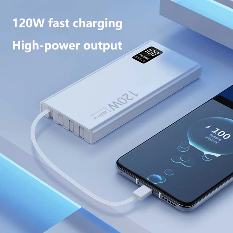 500000mAh 파워 뱅크 내장 4개 케이블 대용량 초고속 충전 휴대용 외장 배터리 아이폰 화웨이용 신제품