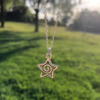 Y2K Silver Whirlpool Star Pendant Necklace Suitable for Women's Aesthetic Jewelry Gifts 1