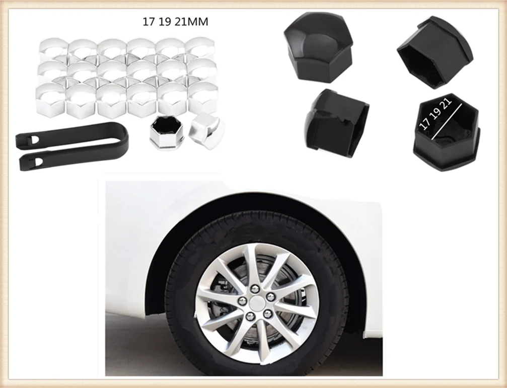 17 19 21mm Car accessories 20Pcs tire nut bolt protection cap shape for Chevrolet Impala Chaparral Blazer Traverse Tahoe Equinox