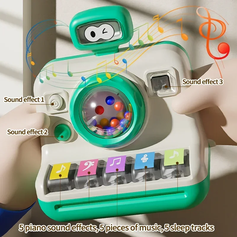 Baby Music Piano Camera Toy Simulation Camera Sound Maker Light Musical Hand Excesise Education Toy for Toddler Gift for Newborn