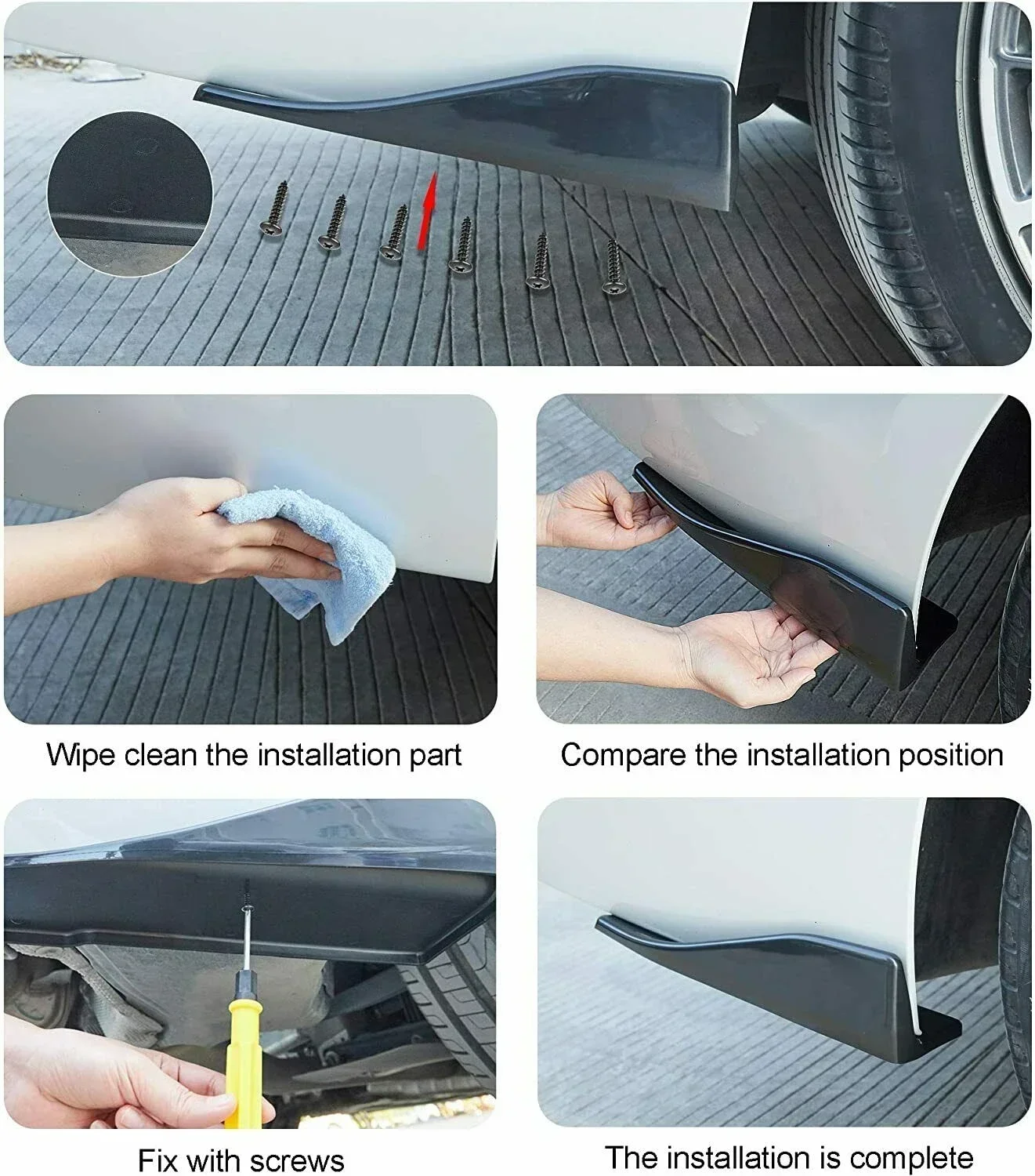 48cm Universal For 2014- BMW F32 F33 F36 4 Series Rear Bumper Splitter Apron Spoiler Side Skirt Extension Car Accessories