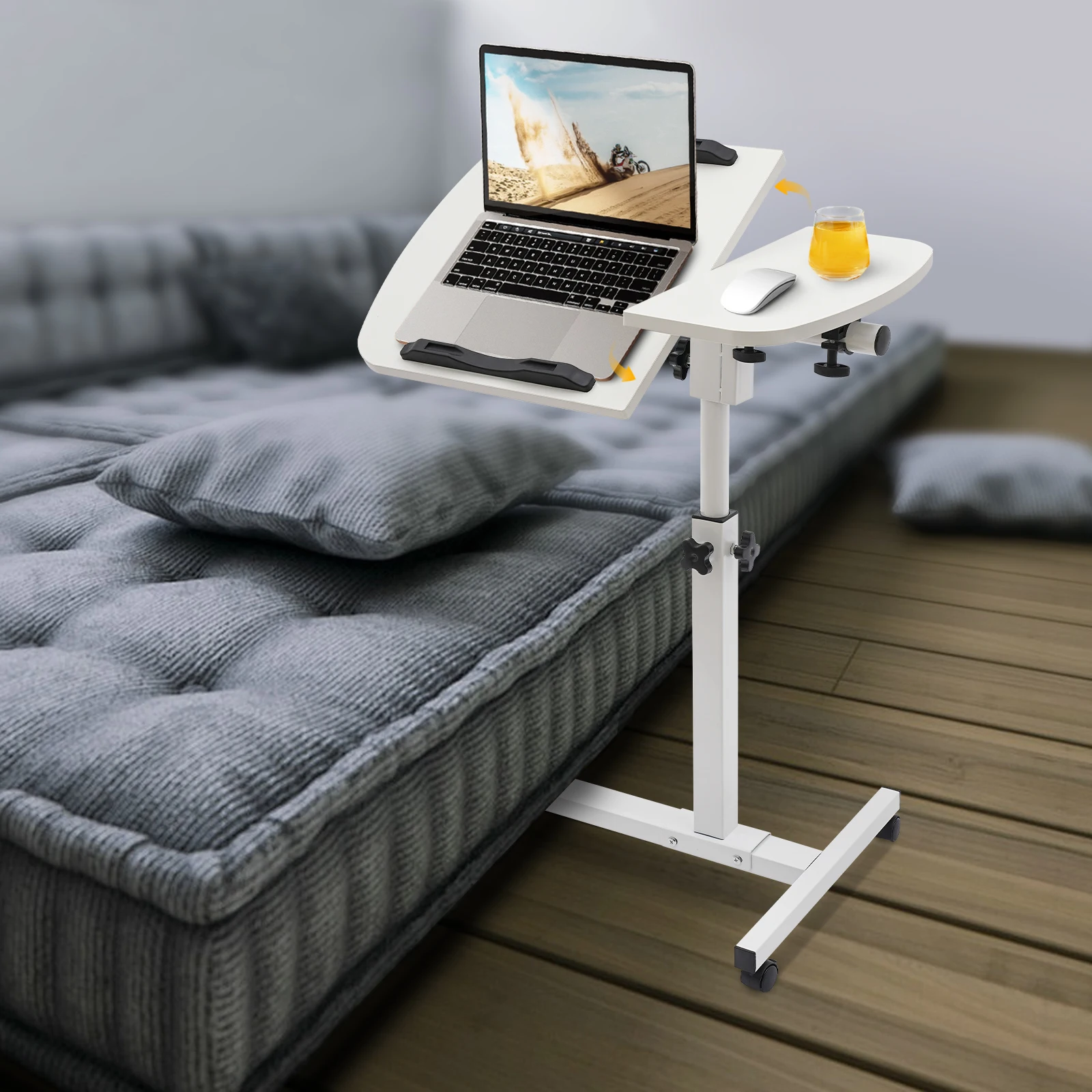 Feriales Mobiler Laptop-Tisch 360° Neigbar – Höhenverstellbarer Beistelltisch mit Rollen & Faltfunktion – Notebookständer für Bett & Sofa Weiß 1 Feriales Mobiler Laptop-Tisch 360° Neigbar – Höhenverstellbarer Beistelltisch mit Rollen & Faltfunktion – Notebookständer für Bett & Sofa Weiß 1