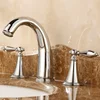 3 Hole Bathroom Sink Faucet Deck Mounted Widespread Basin Faucet Dual Handles 3 pcs Mixer Tap Hot Cold Water Tap 2