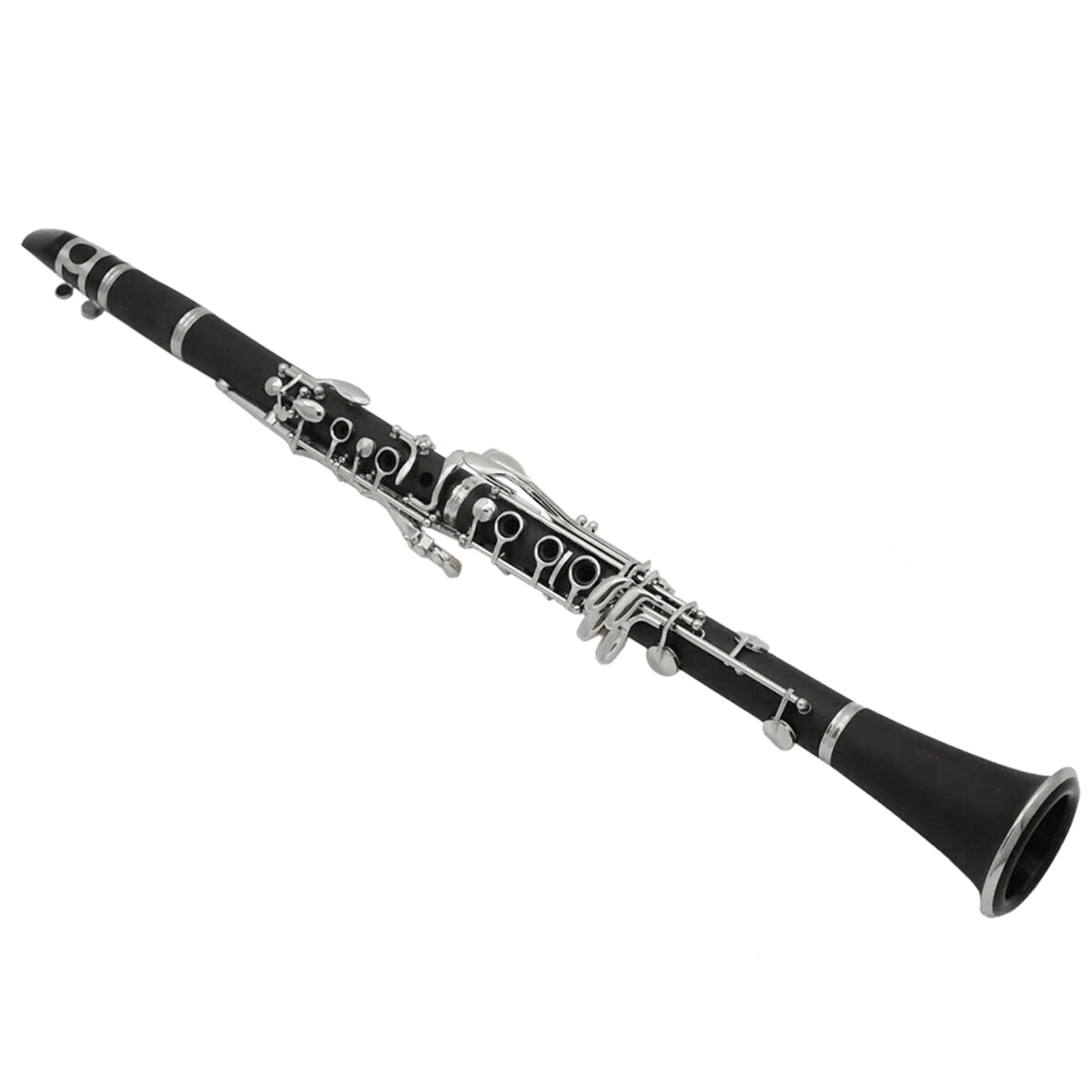 ABS Clarinet Bb Cupronickel Plated Nickel 17 Key with Cleaning Cloth Gloves Screwdriver Woodwind Instrument Gift for Beginner