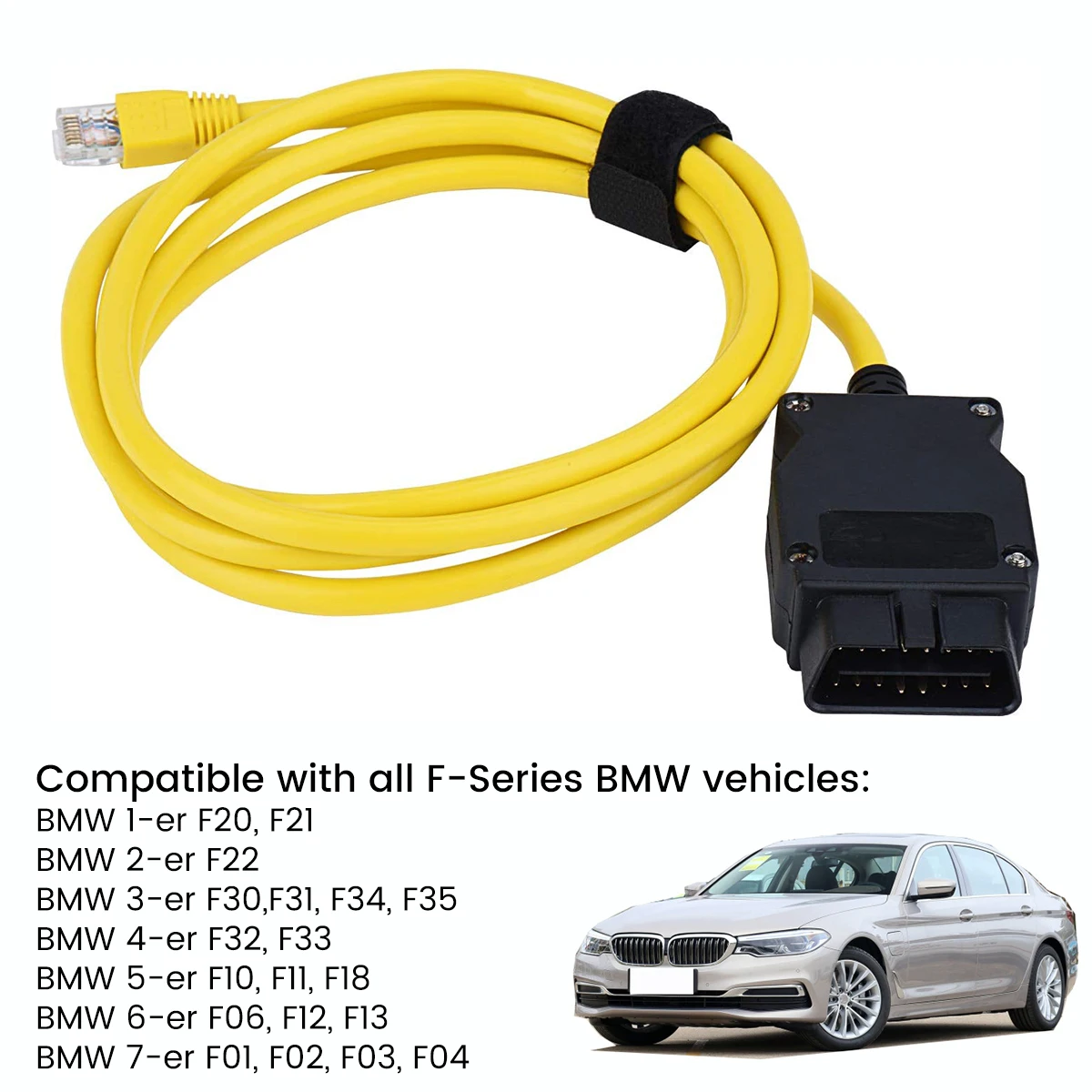 WERPOWER Cavo Ethernet ENET Per Diagnosi OBD2 – Compatibile BMW Serie F E G, Per Coding Bootmod3, ISTA, BimmerCode, Connettore RJ45 A OBD2