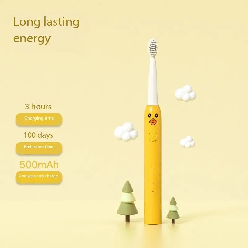 귀여운 오리 용 전동 칫솔, 어린이용 충전식 부드러운 칫솔모, 500mAh 배터리, CE 인증,  구강 관리