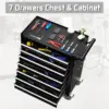 Rolling  Chest, Heavy Duty Rolling Box on Wheels, Metal Storage Cabinet with Drawer Liners, Lockable Cart wit 3