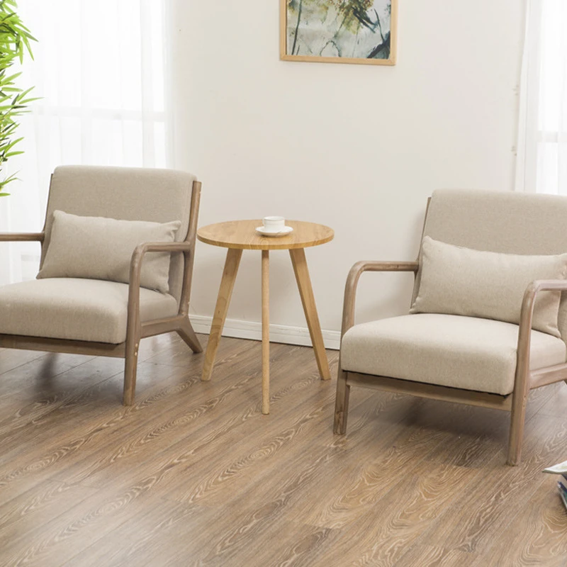 Lazy Sofa Nordic Single Sofa Chair Simple Balcony Home Fabric Milk Tea Shop Solid Wood Leisure Sofa Sofas for Living Room Sofas