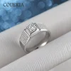 Real Solid 925 Sterling Silver Men's Ring Plated 18K White Gold D color VVS1 Diamond 1-2 Carat Moissanite Rings Luxury Jewelry 2