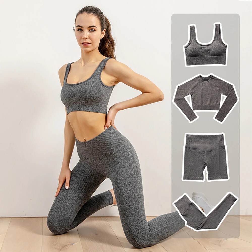 Yoga Set Women Sport Set Gym Fitness Workout Gym Clothing Women Seamless  Leggings Sport Bra Crop Top 2 Piece Women Tracksuit - Yoga Sets - AliExpress