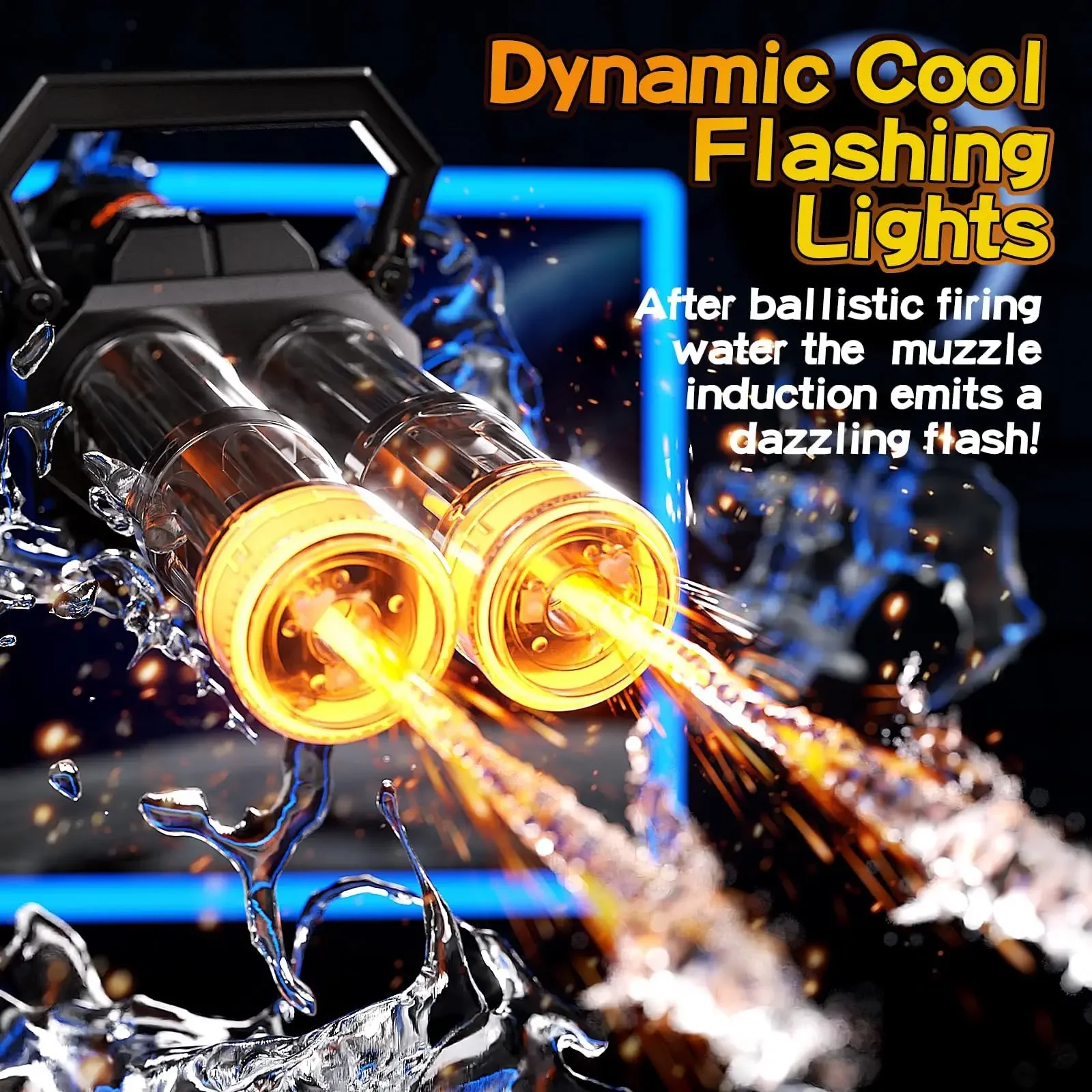 High Pressure Electric Gatling Water Gun Toy Double Batteries Rotat LED Continuous Fire Outdoor Toys Kids Boys Adult 3460680 water guns,water toy launcher