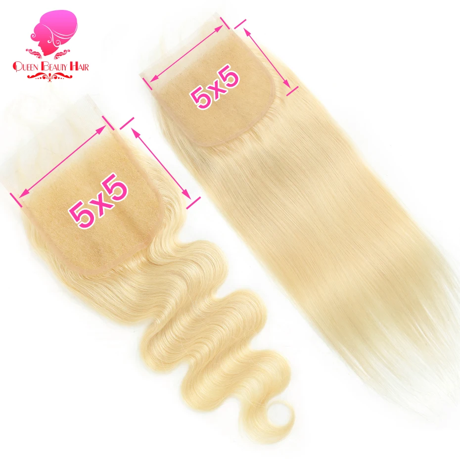 Straight 613 Blonde Transparent HD Lace Closure 4x4 5x5 Colored Body Wave Human Hair Closure Only Bleached Knots With Baby Hair