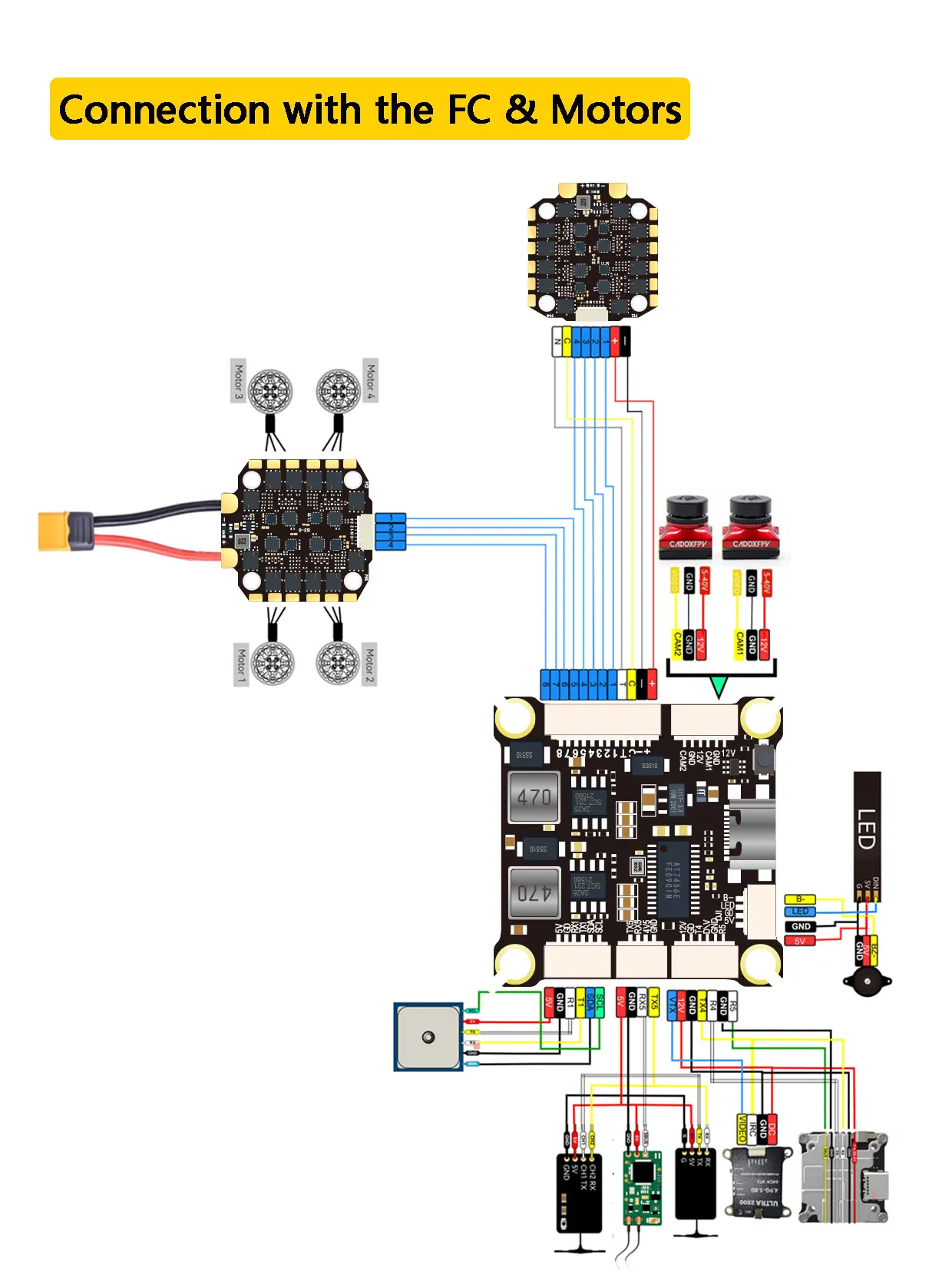 H7V6S H7 V6 V6S PLUS FC Stack/Flytower Flugsteuerungsplatine Barometer OSD 55A 60A 70A ESC für FPV Racing Drohne Quadcopter – Detail 16