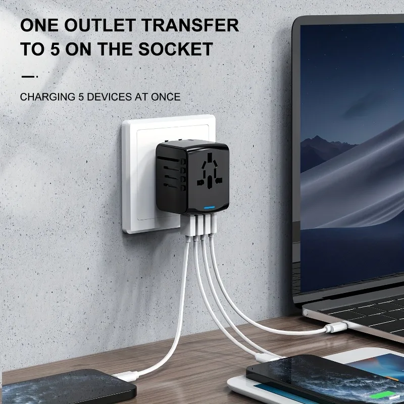 Universal Travel Adapter Travel Charger for US EU UK AUS Travel with 3 USB and 1 Type C Port