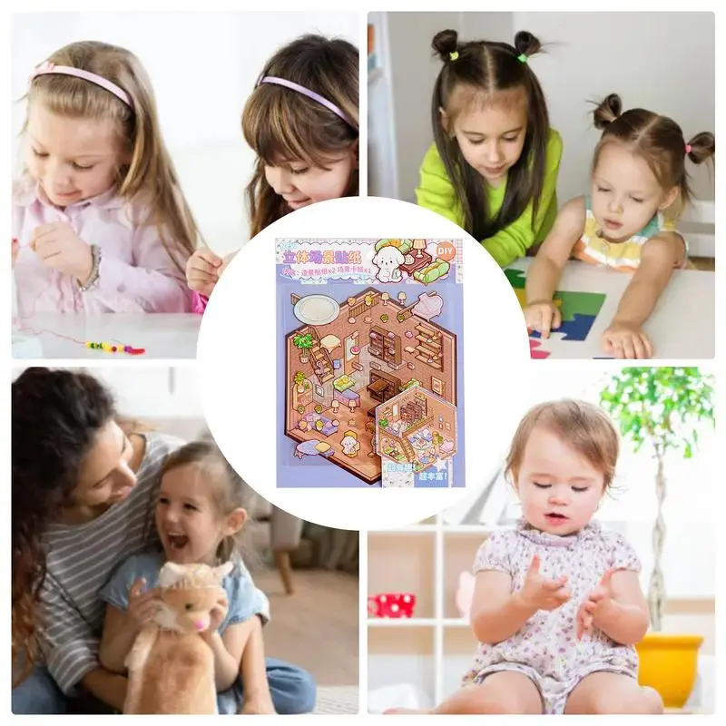 3D Landscape Stickers 3D Effect Cartoon Scene Decals Visual Stacking dimensional Stickers home decor Christmas Gift For Children