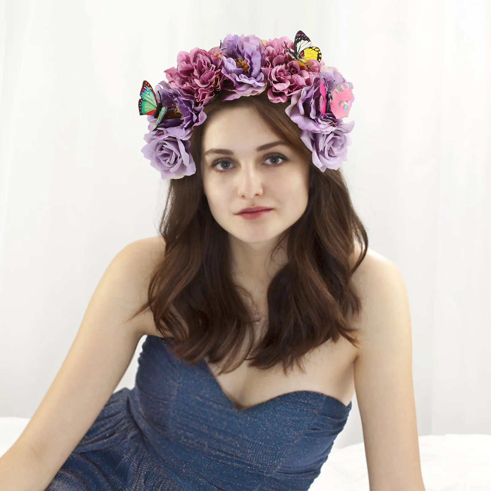 

Artificial Flower Headband Halloween Prom Headbands for Women Tiara Butterfly Hair Accessories