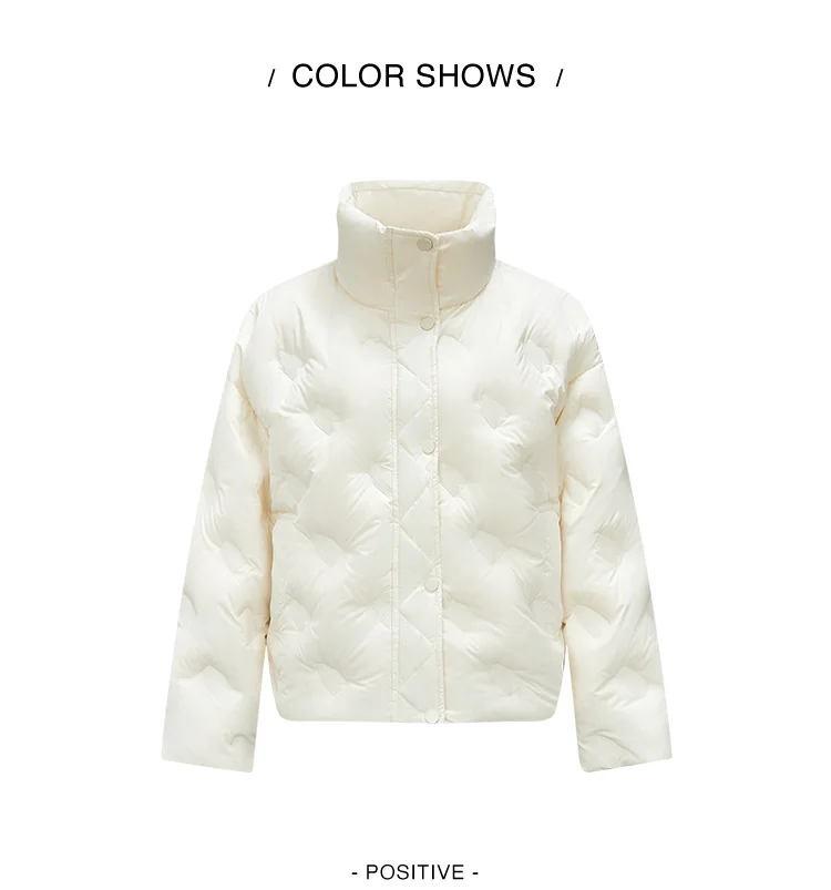 Down Jacket Women Thin Houndstooth Loose New Winter Waterproof Windproof Stand-Up Collar Wear Down Jacket
