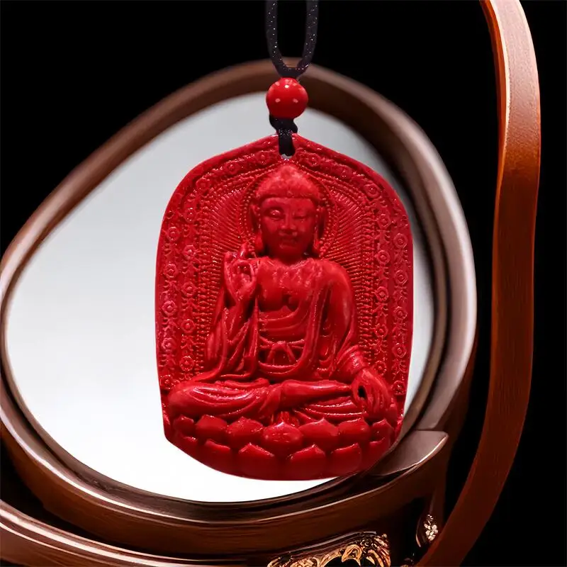 

Красный Подвеска Будды Cinnabar, дизайнерская Роскошная Мужская подвеска, винтажное китайское натуральное ювелирное изделие, энергетические Подарки для женщин, драгоценный камень