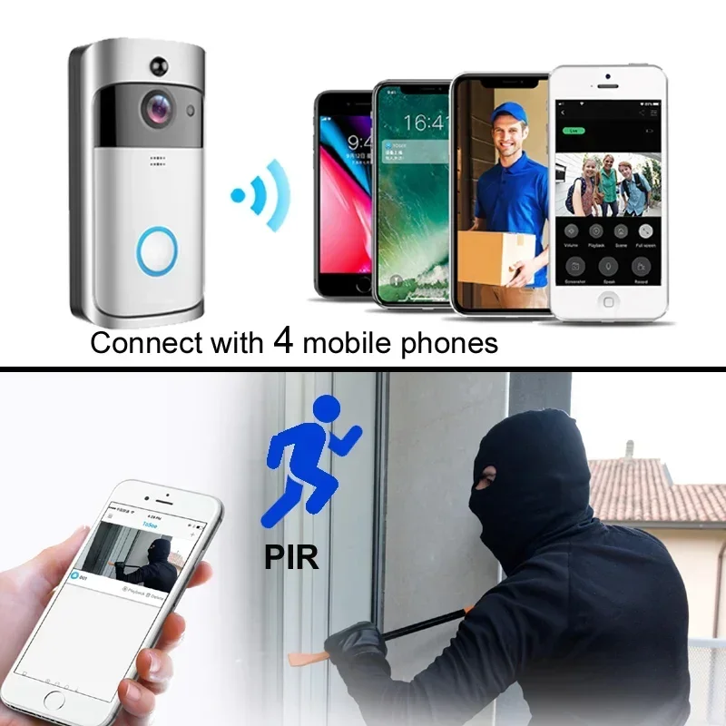 Wifi Doorbell Camera Smart Home Video Intercom Door Bell Video Call for Apartments IR Alarm Wireless Security Camera Doorbell