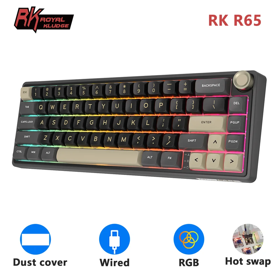 RK Royal Kludge R65 ガスケット有線メカニカルキーボード 66 キー 65