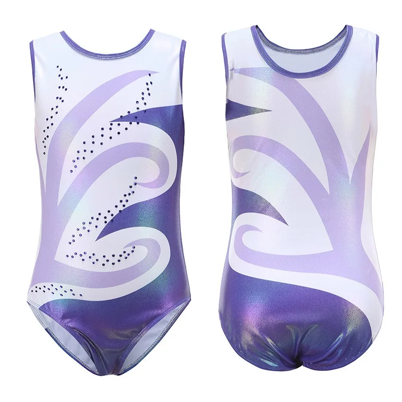 1 Pc Children Girls Diamante Long Sleeve/Sleeveless Ballet Practice Dance Wear Gymnastics