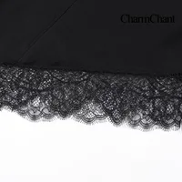 CharmChant Black Satin Asymmetrical Lace Long-Sleeve Shirt for Women Y2k Harajuku Fashion Elegant Sleeveless Shirt Blouse Female - Image 5