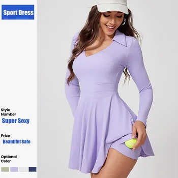 Cloud Hide Energy Sports Dress Pocket Golf Tennis Dresses Women Safe Shorts Gym Summer One Piece Yoga Suit XL Fitness Long Skirt