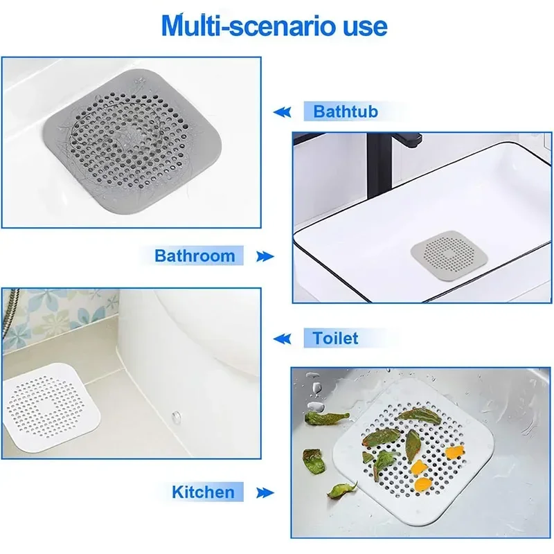 Hair Filter Shower Drain Plug Kitchen Sink Strainer Anti-blocking Bathtub Shower Floor Drain Sink Drains Cover Home Accessories 5
