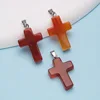 10PCS Natural Stone Red Agate Cross shaped Pendant Christian Jewelry Making DIY Necklace Earrings Accessories Gift 1