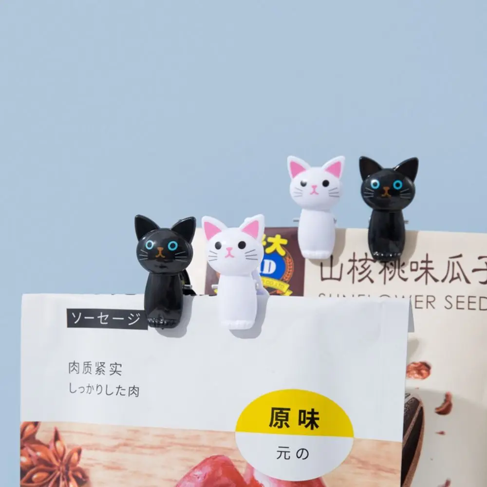 방풍 의류 핀 클립 파일 정리정돈 클립, 다기능 동물 모양 고양이 책갈피 클립, 화이트 블랙, 8 개