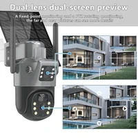 Caméra solaire WiFi 4K 8MP à double objectif et double écran, caméra PTZ sans fil extérieure, protection de sécurité, suivi automatique, surveillance, caméra IP 4
