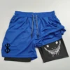 Men Fitness Gym Training 2 in 1 Sports Anime Berserk Running Shorts Quick Dry Workout Jogging Double Deck Towel 5