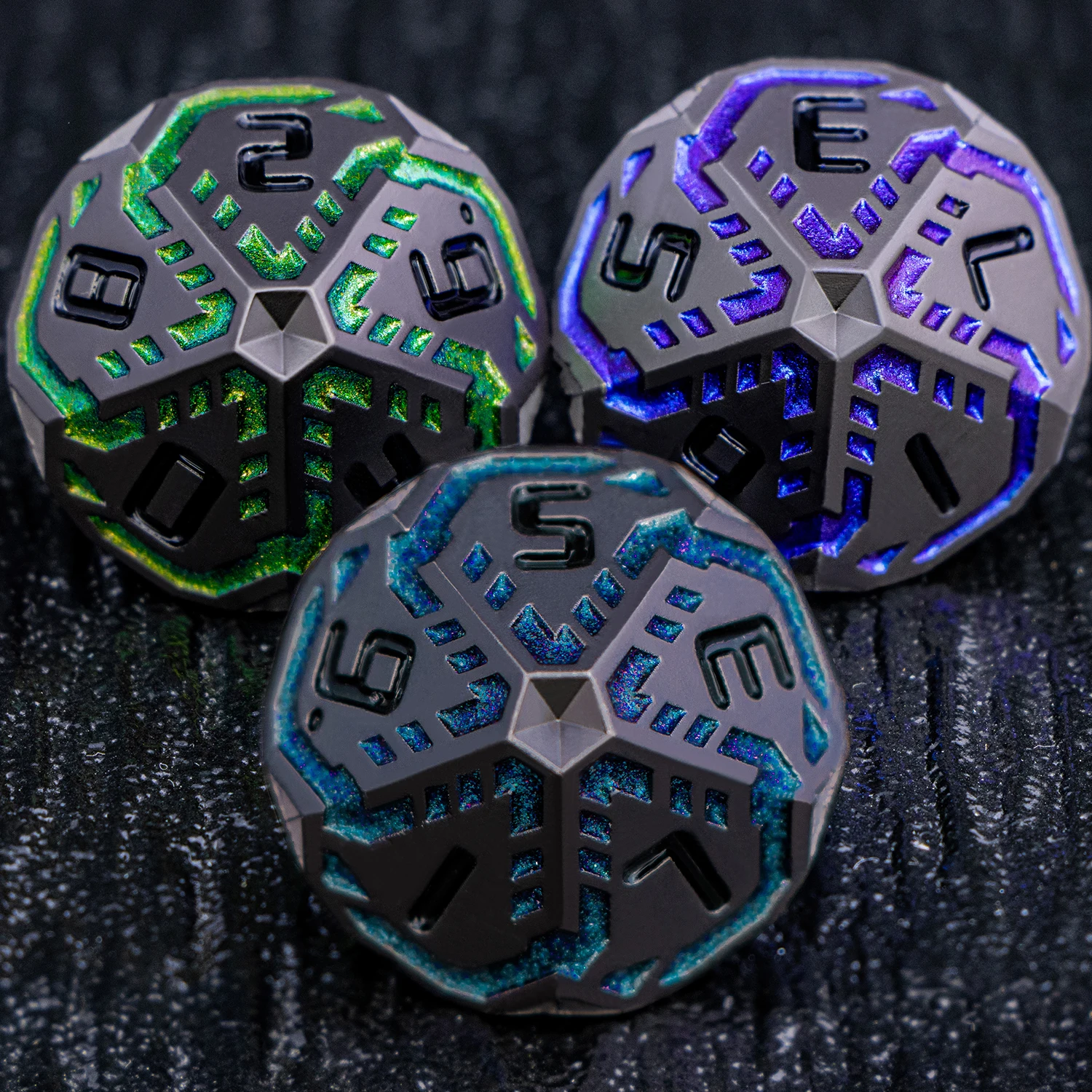 7개입 스트라이프 무늬 D20 DND 금속 날카로운 모서리 주사위 세트 D&D 던전 앤 드래곤 패스파인더 D+D 다면체 롤플레잉 게임 D&D 주사위