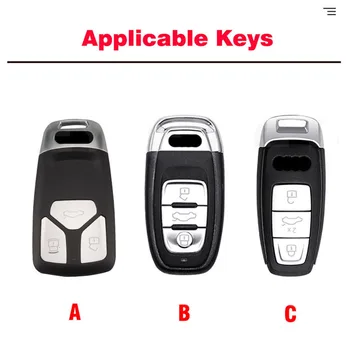 Nuova custodia per chiave intelligente a distanza per auto in pelle Shell per Audi A1 A3 A4 A5 A6 A7 A8 Quattro Q3 Q5 Q7 2009-2015 accessori - Nuova custodia per chiave intelligente a distanza per auto in pelle Shell per Audi A1