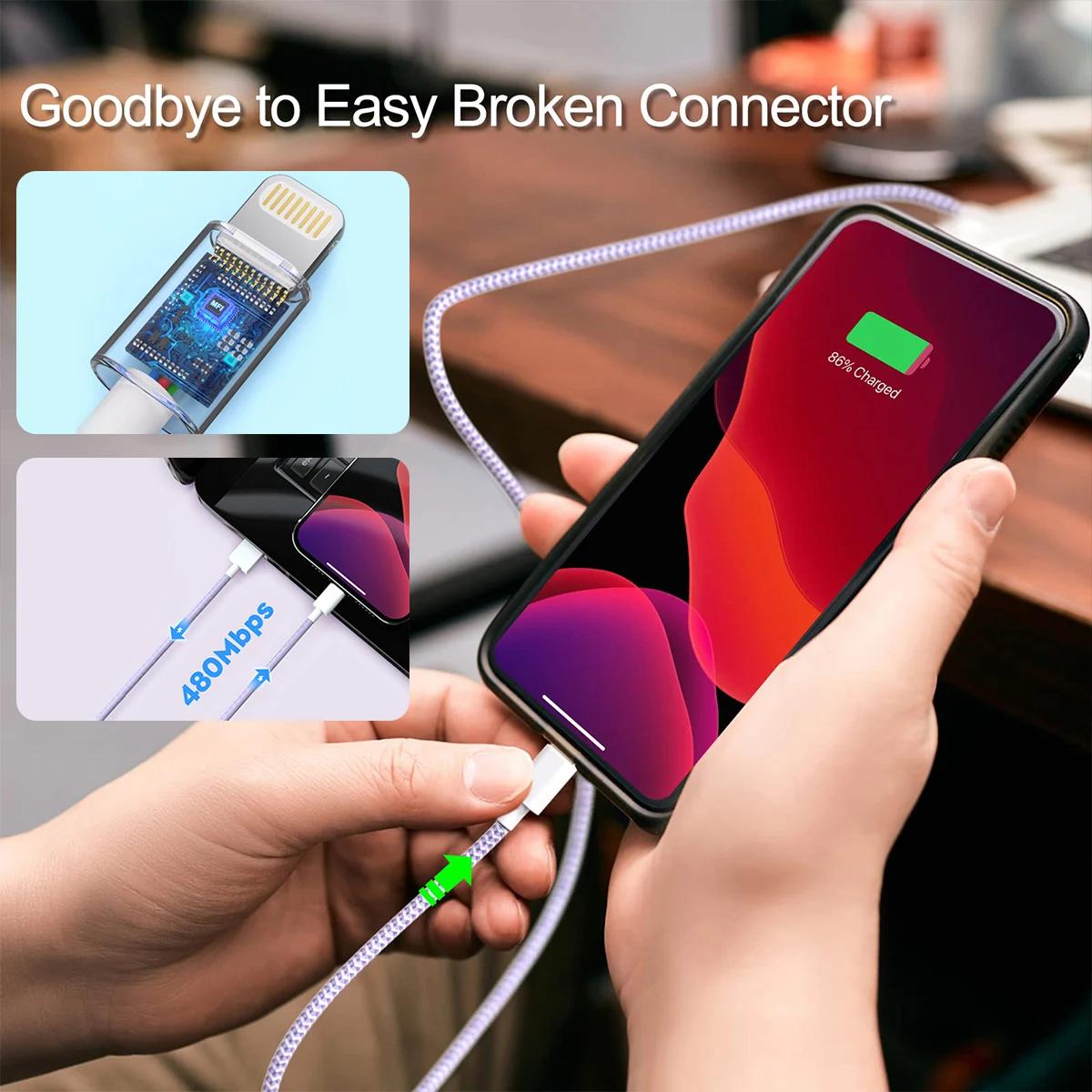 USB Cable For iPhone 14 13 12 11 Pro Max Xs 8 Plus iPad Macbook Wire 3A Fast Charging USB A Data Cord for iPhone Wire
