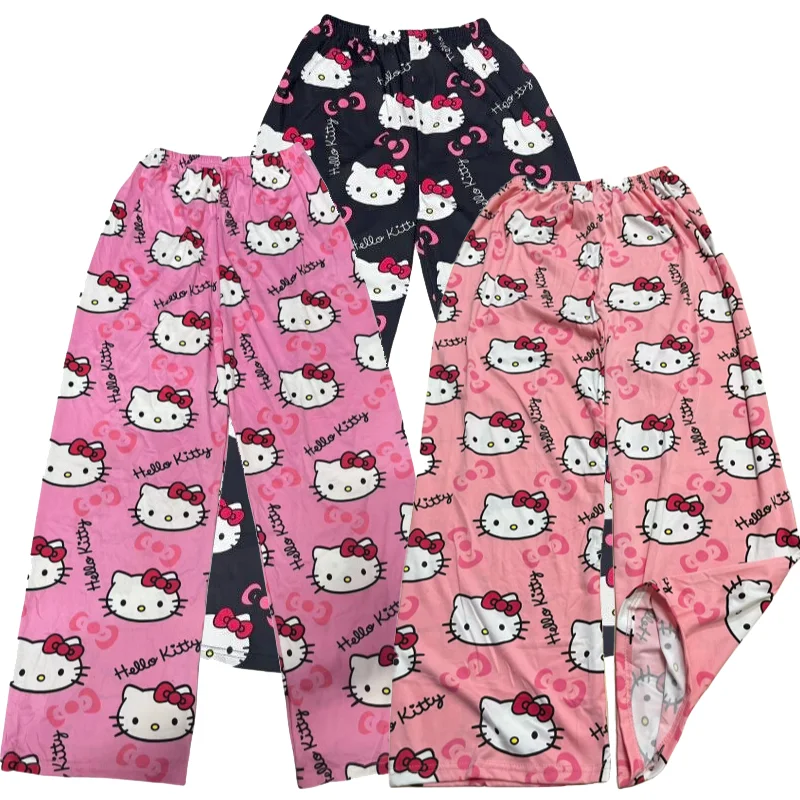 Hello Kitty-Pantalon de Marche en Coton pour Femme, Pyjama Mince, Loisirs à la Maison, Nouvelle Collection Été