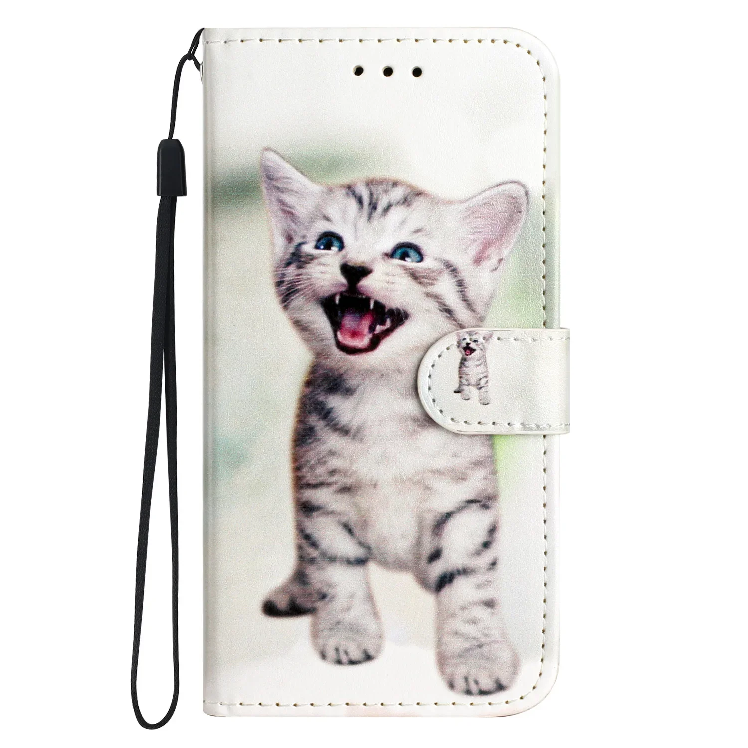 thumbnail image 1 of Funda de cuero con tapa para Samsung Galaxy, carcasa protectora con diseño de gato y mariposa para Samsung Galaxy A13, A04, 4G, A04S, A14, A54, 5G, 1 of 5