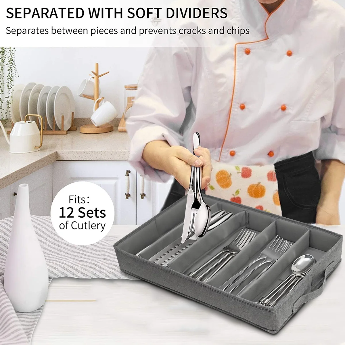 バーベキュー・調理用品 BRIEFING REVERSIBLE CUTLERY CASE Picnic Flatware Storage Case Lid 5 Compartment Silverware Storage