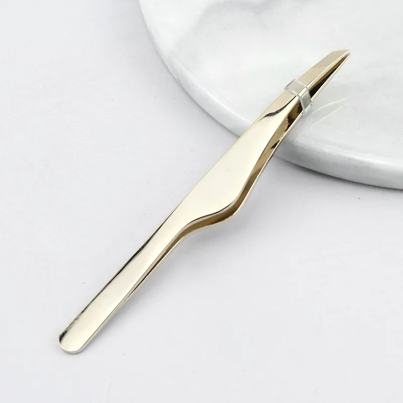 Eyebrow Tweezers Eyelash Tweezers Stainless Steel Double Eyelid Sticker Tweezers Makeup Tools Slant Tip Hair Removal Beauty Tools