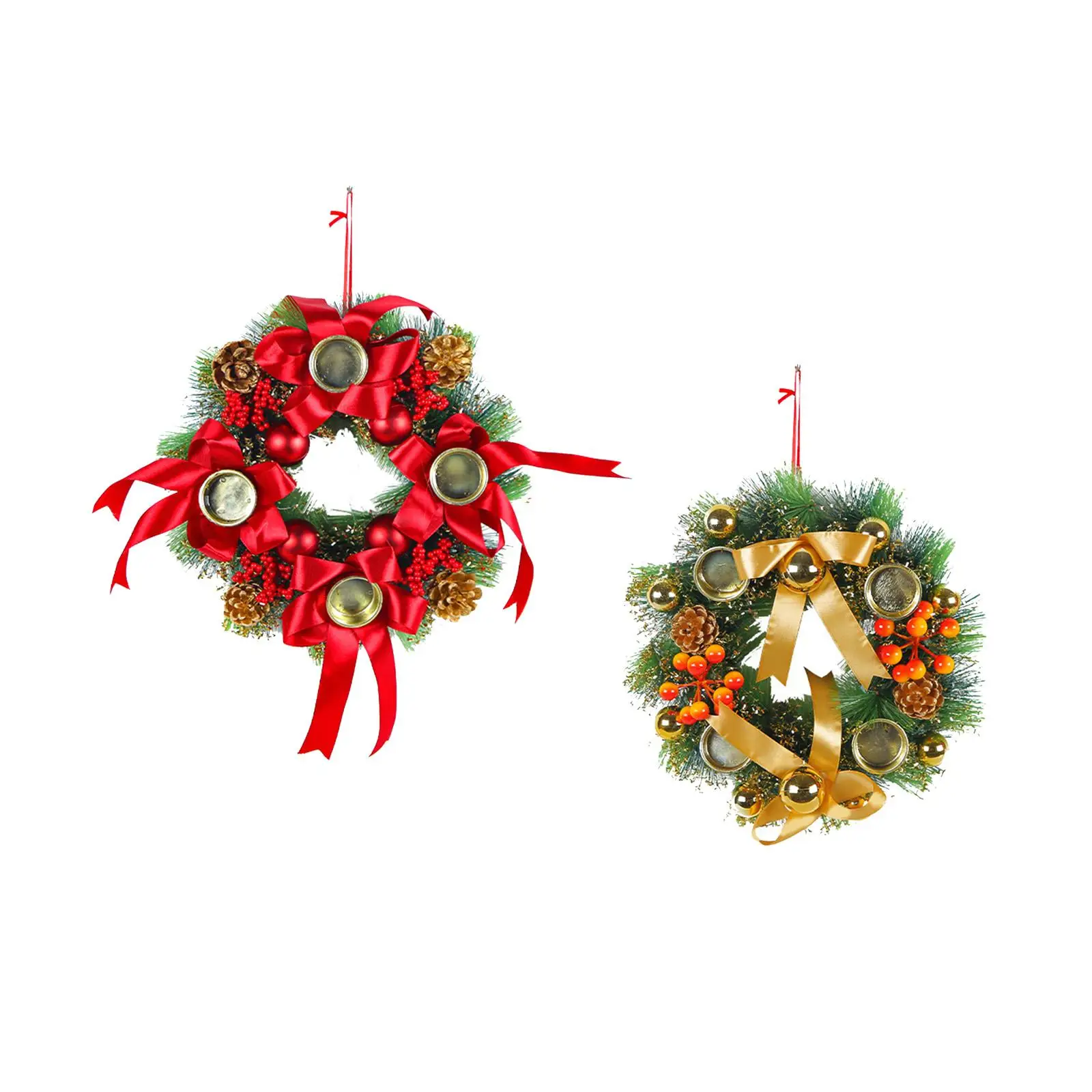 

Christmas Candle Wreath Tabletop Decorative Wreath Garland Door Hanging Ornament for Banquet Holiday Wedding Garden Fireplaces