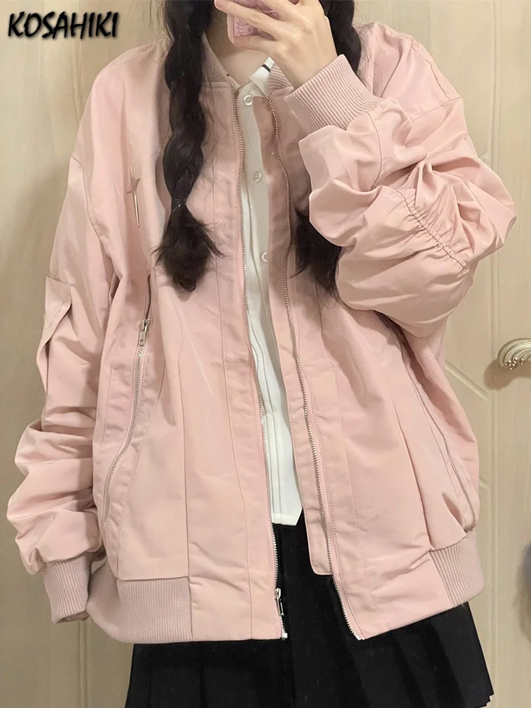 

Pink Sweet Y2k Aesthetic Patchwork Spring Coat Women InsTrendy Premium Fairy Tops 2023 Japanese Harajuku Loose Baseball Jacket