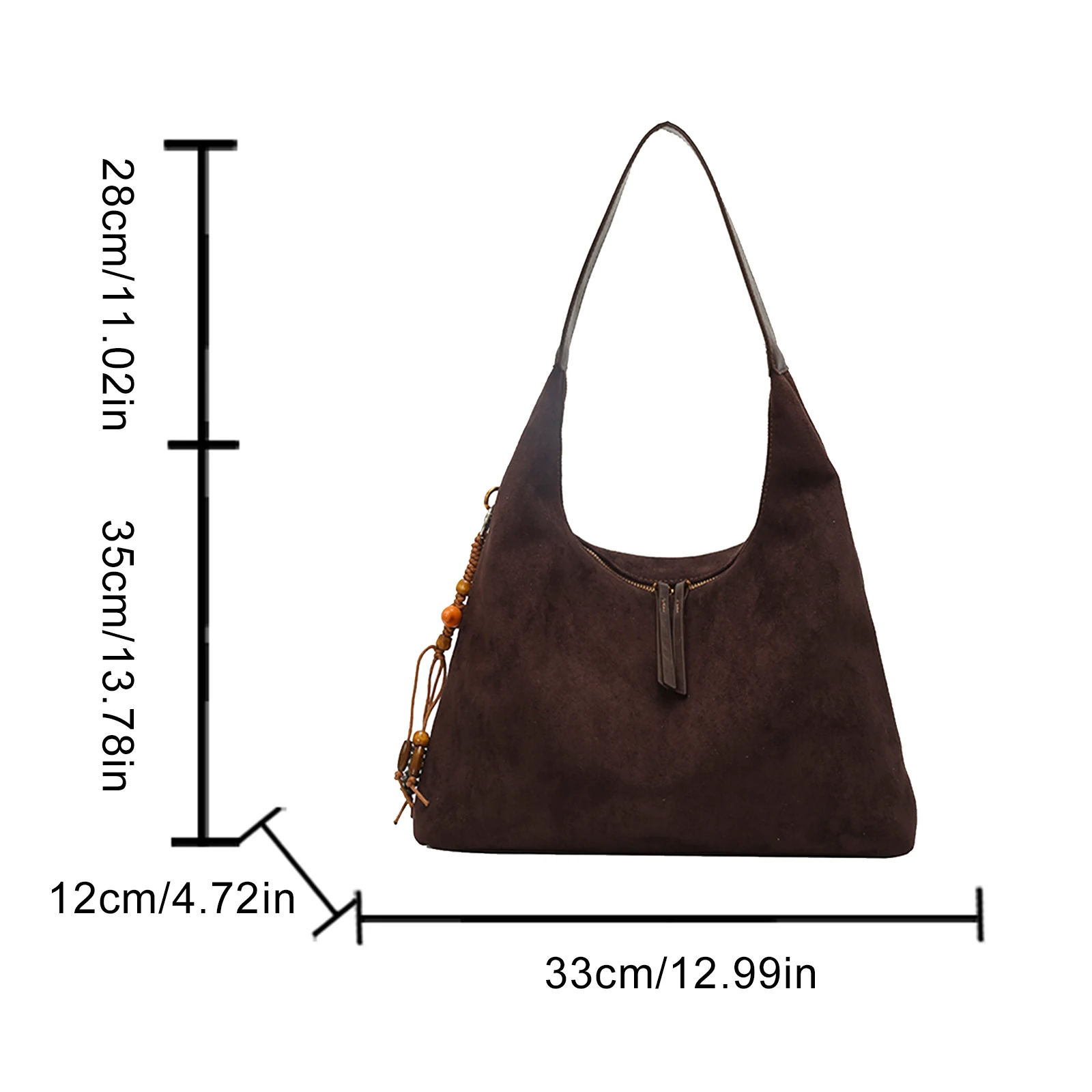 Faux Suede Shoulder Bag Retro Underarm Bag Large Capacity Commuter Bag for Women Autumn and Winter