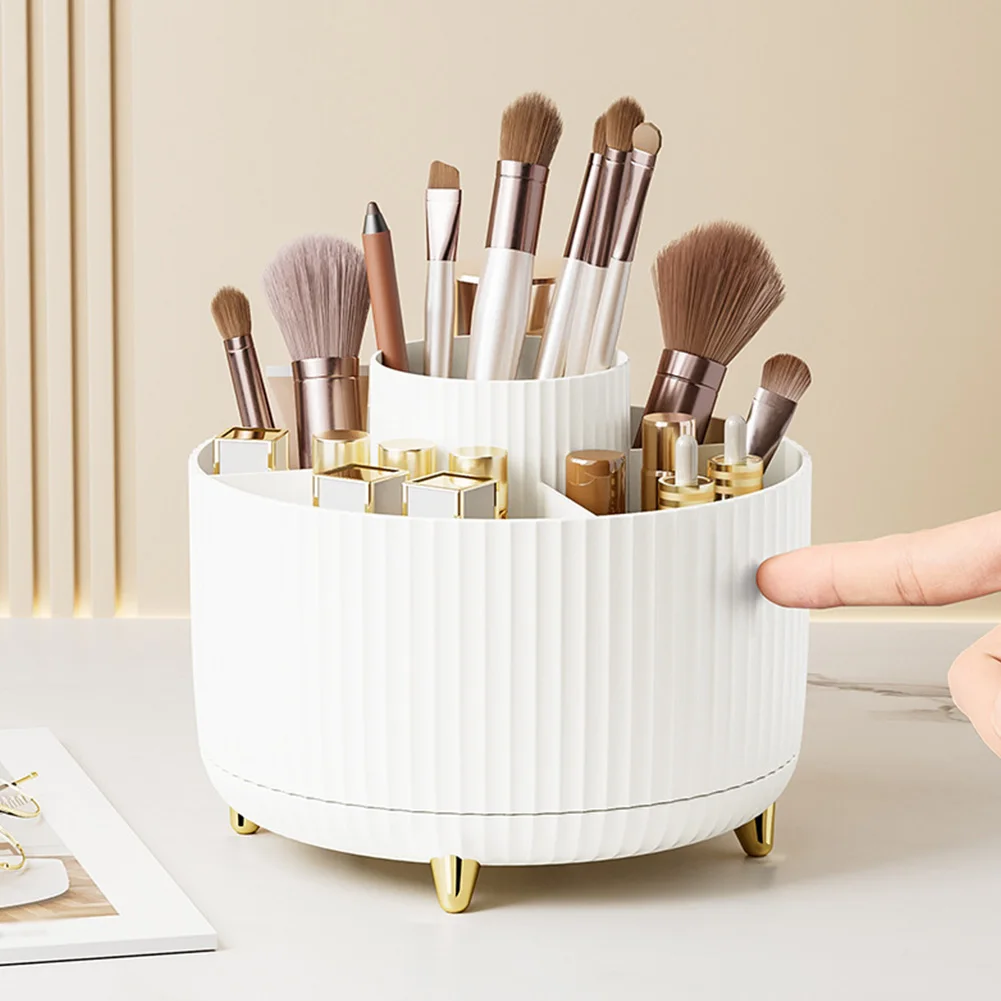 Makeup Brush Holder Organizer 360° Rotating Countertop Makeup Brush Organizer 5 Slot Makeup Organization and Skincare Storage 3